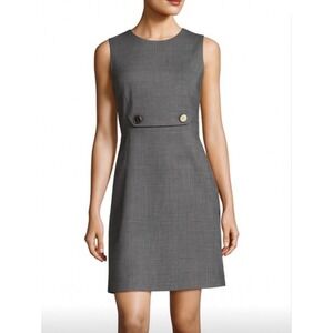 Tory Burch Wool Blend Sheath Dress Gray Sleeveless Career Work‎ Size 8